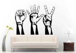 Hand Game Rock Paper Scissors Hands Wall Decal Vinyl Sticker Mural Room Decor L1077 - thumbnail 1