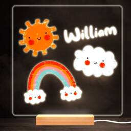 Sun Rainbow Clouds Colourful Square Personalised Gift Led Lamp Night Light - Bedroom - thumbnail 1
