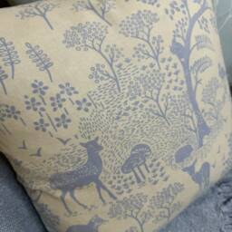 Animal Print Cushion Cover, Decorative Pillow Forest Design - Beige/Blue, Vilda Fabric Cotton, Sofa Size 16 - thumbnail 3