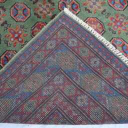 4'9x6'4 Ft Handmade Afghan Akhcha Greenish Rug, High Pile Rug Turkmen Bokhara Area Rug, Livingroom Tribal Bedroom Office Rug - thumbnail 4