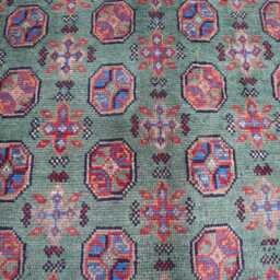 4'9x6'4 Ft Handmade Afghan Akhcha Greenish Rug, High Pile Rug Turkmen Bokhara Area Rug, Livingroom Tribal Bedroom Office Rug - thumbnail 3