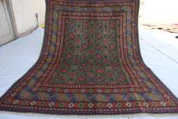 4'9x6'4 Ft Handmade Afghan Akhcha Greenish Rug, High Pile Rug Turkmen Bokhara Area Rug, Livingroom Tribal Bedroom Office Rug - thumbnail 1