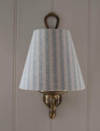 Taupe & Blue Striped Luxury Candle Clip Lampshade. Bespoke. Handmade. Wall Lights. Chandeliers