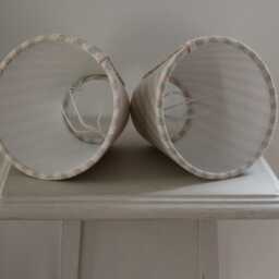 Taupe & Blue Striped Luxury Candle Clip Lampshade. Bespoke. Handmade. Wall Lights. Chandeliers - thumbnail 4