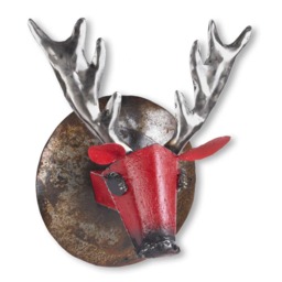 Large Wall Art Reindeer, 3D Steel Deer Metal Sculpture - thumbnail 2