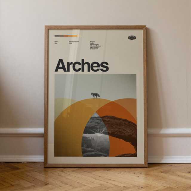 Arches National Park Poster, Mid-Century Modern Travel Art Print - image 1