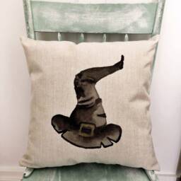 Witch Hat Halloween Pillow Cover Linen Fall Decor - thumbnail 2