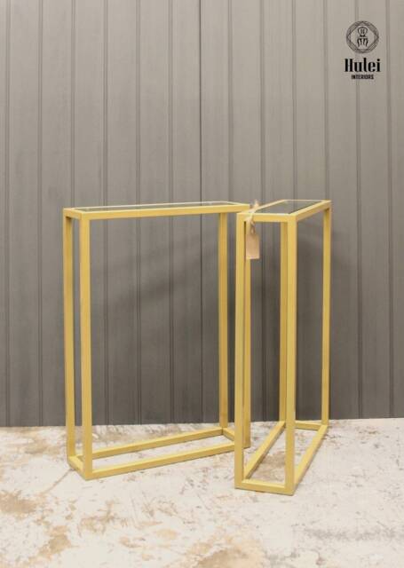 Pair Of Gold Powder Coated Sofa End Tables /Side - image 1