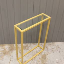 Pair Of Gold Powder Coated Sofa End Tables /Side - thumbnail 2