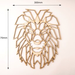 Geometric Lion Wall Art Laser Cut Veneer, Safari Decor - thumbnail 2