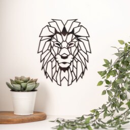 Geometric Lion Wall Art Laser Cut Veneer, Safari Decor - thumbnail 3