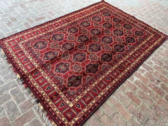 6x9 Afghan Bukhara Wool Rug - Oversized Hand-Knotted Traditional Carpet Classic Oriental Area For Living Room, Bedroom Or Dining Room - image 1