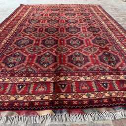 6x9 Afghan Bukhara Wool Rug - Oversized Hand-Knotted Traditional Carpet Classic Oriental Area For Living Room, Bedroom Or Dining Room - thumbnail 2