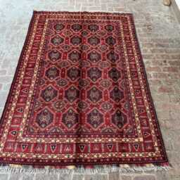 6x9 Afghan Bukhara Wool Rug - Oversized Hand-Knotted Traditional Carpet Classic Oriental Area For Living Room, Bedroom Or Dining Room - thumbnail 3