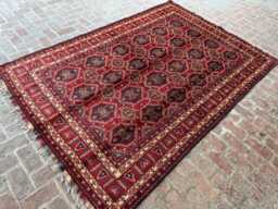 6x9 Afghan Bukhara Wool Rug - Oversized Hand-Knotted Traditional Carpet Classic Oriental Area For Living Room, Bedroom Or Dining Room - thumbnail 1