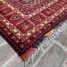 6x9 Afghan Bukhara Wool Rug - Oversized Hand-Knotted Traditional Carpet Classic Oriental Area For Living Room, Bedroom Or Dining Room - thumbnail 4