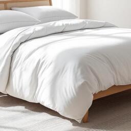 300Tc Duvet Cover in Fine Count Pure Cotton, White Colour - thumbnail 1