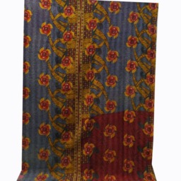 Vintage Floral Kantha Quilt Indian Cotton Twin Bedspread - thumbnail 2