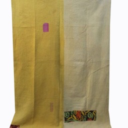 Vintage Floral Kantha Quilt Indian Cotton Twin Bedspread - thumbnail 3