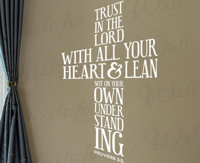 Trust The Lord Heart Lean Not Understanding Proverbs 35 Prayer Confidence Inspirational God Bible Jesus Christian Vinyl Wall Decal Art T29 - image 1