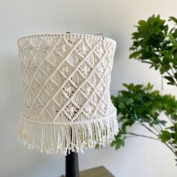 Macrame Lampshade - Chandelier Lamp Ceiling Light Fringe Bohemian Wedding Tassel - thumbnail 4