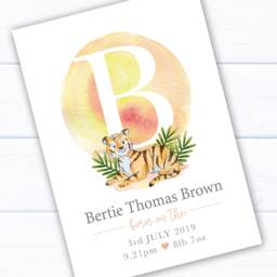 Personalised New Baby Boy Gift With Tiger & Birth Details - thumbnail 3