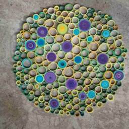Large Abstract Paper Quilling Wall Art Green, Purple, Teal, Yellow - thumbnail 3