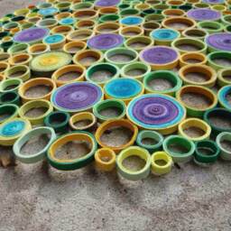 Large Abstract Paper Quilling Wall Art Green, Purple, Teal, Yellow - thumbnail 2