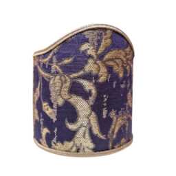 Pair Of Clip-On Wall Sconces Shield Shades Blue Purple Rubelli Silk Jacquard Les Indes Galantes Pattern Mini Lampshade - Handmade in Italy - thumbnail 4