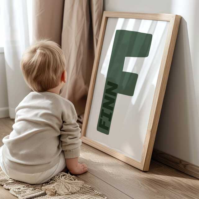 Boys Personalised Name Print, Bedroom Decor, Sage Green, Nursery Prints, Playroom Wall Art, Prints - image 1