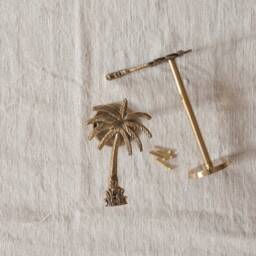 Palm Tree Tie Back Set Of 2, Brass 2x Large Curtain Back, Wall Mount, Hold Gold, Window Treatments, Curtain Accessories - thumbnail 2