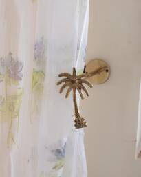 Palm Tree Tie Back Set Of 2, Brass 2x Large Curtain Back, Wall Mount, Hold Gold, Window Treatments, Curtain Accessories