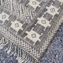 Moroccan Berber Kilim Rug Handwoven Wool, Striped Design - thumbnail 4