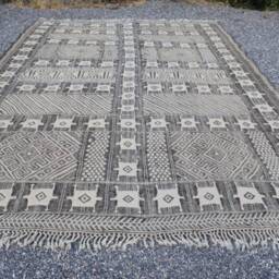 Moroccan Berber Kilim Rug Handwoven Wool, Striped Design - thumbnail 2