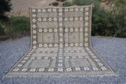 Moroccan Berber Kilim Rug Handwoven Wool, Striped Design - thumbnail 1