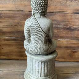 stone Garden Large Maze Robe Buddha On Plinth Natural Gift Concrete Ornament - thumbnail 3