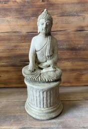 stone Garden Large Maze Robe Buddha On Plinth Natural Gift Concrete Ornament - thumbnail 1