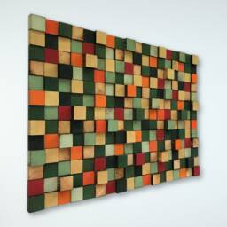 Handmade Reclaimed Wood Wall Art - Colorful Geometric Mosaic - thumbnail 4