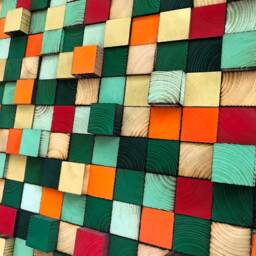 Handmade Reclaimed Wood Wall Art - Colorful Geometric Mosaic - thumbnail 2