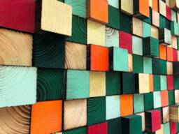 Handmade Reclaimed Wood Wall Art - Colorful Geometric Mosaic - thumbnail 1
