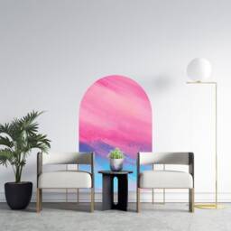 Peel & Stick Abstract Arch Wall Decal , Art Removable Modern Decor Blue Pink Home - thumbnail 2
