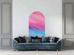 Peel & Stick Abstract Arch Wall Decal , Art Removable Modern Decor Blue Pink Home - thumbnail 1