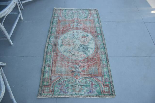 2.4x4.3 Ft Small Rugs, Vintage Rug, Green Moroccan Turkish Anatolian Rugs For Wall Hanging, Office Car Mat - image 1