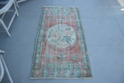 2.4x4.3 Ft Small Rugs, Vintage Rug, Green Moroccan Turkish Anatolian Rugs For Wall Hanging, Office Car Mat