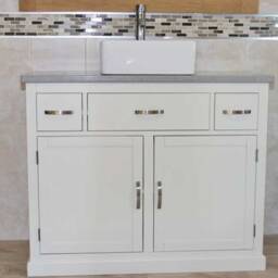 Bathroom Vanity Unit White Cabinet Wash Stand Grey Quartz & Ceramic Basin 1161Pgqcbc - thumbnail 3