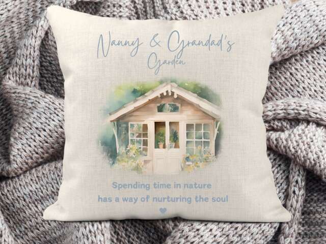 Personalised Summer House Cushion Gift, Nanny For Garden Decor, Gift Grandma, Birthday Grandparent, Summerhouse Decor - image 1