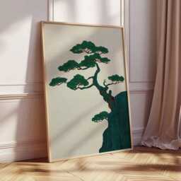 Japanese Bonsai Tree Art Print, Minimalist Zen Decor - thumbnail 2