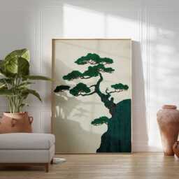 Japanese Bonsai Tree Art Print, Minimalist Zen Decor - thumbnail 4