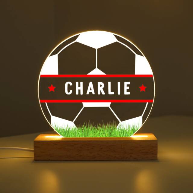Personalised Led Football Lamp, Night Light Gift, Gifts For Bedroom, Birthday Kids, Boys Bedroom Nursery - image 1