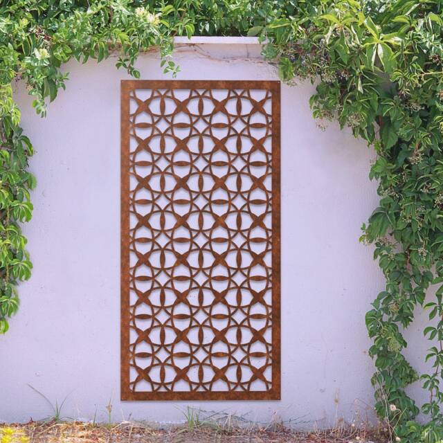 Corten Steel Garden Screen - Morocco Design, Rusted Metal Privacy Panel, Outdoor Wall Art - image 1